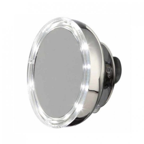 M&ouml;ve Makeup spejl i rustfri stl - vghngt, med lys, sugekop - 5x