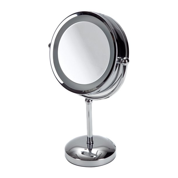 M&ouml;ve Makeup spejl i rustfri stl - stende med lys - 5 x forstrrelse