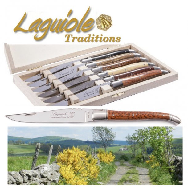 Laguiole Prestige Kniv, 6 stk i trske - 7 varianter