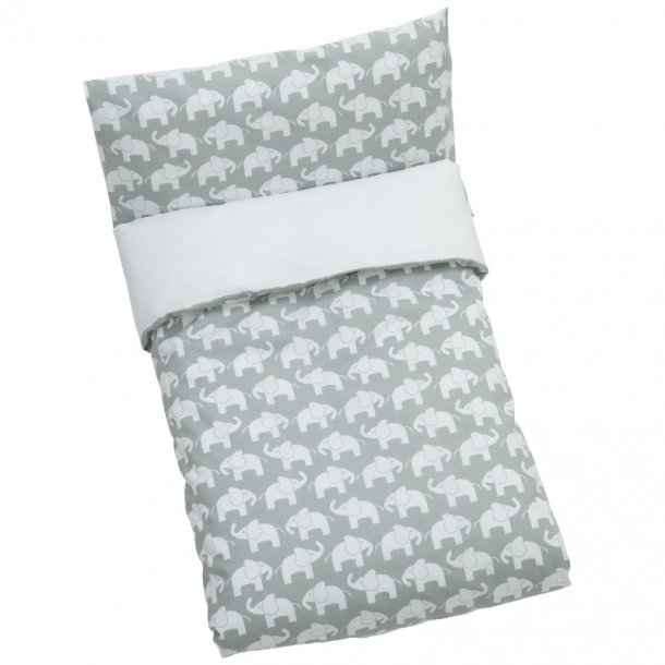 R&auml;ttStart Baby-sengesæt Elefant, Øko GOTS 70 x 100 cm - grå