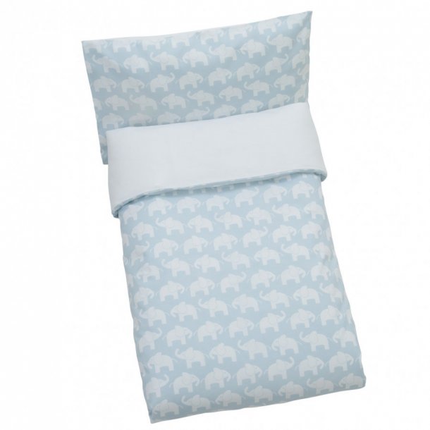 R&auml;ttStart Elephant Baby sengetøj, Øko bomuld - 70 x 100 cm - Lyseblå
