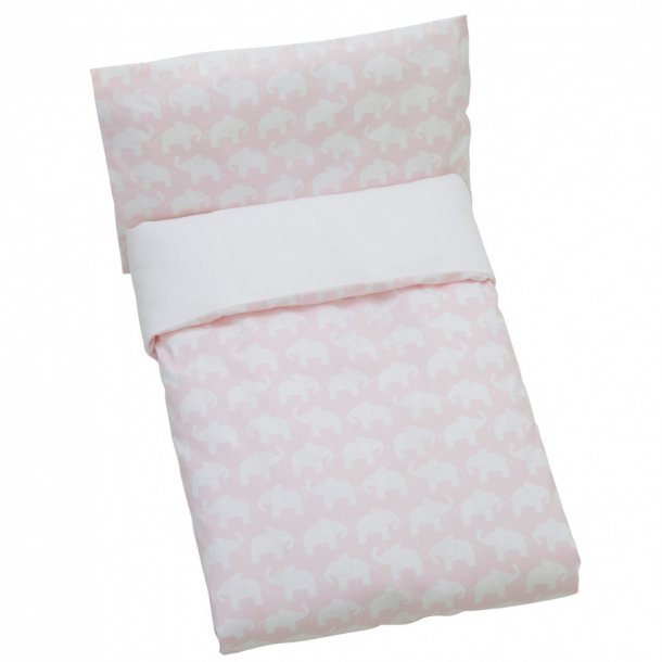 R&auml;ttStart Elephant Junior sengetøj, Øko bomuld - 100 x 140 cm - Lyserød